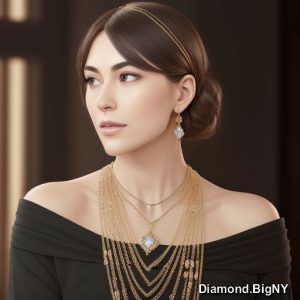 Traditional Diamond Pendant with Customizable 6-Carat Center Stone – Surrounded by Gold Threaded Rhombus, Perfect Gift for Her by Diamond.BigNY