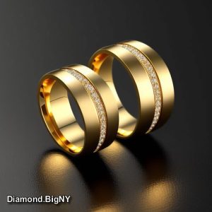 Heavy 14K Gold Ring with Diamond-Set Band – Unisex New York-Inspired Design | Diamond.BigNY